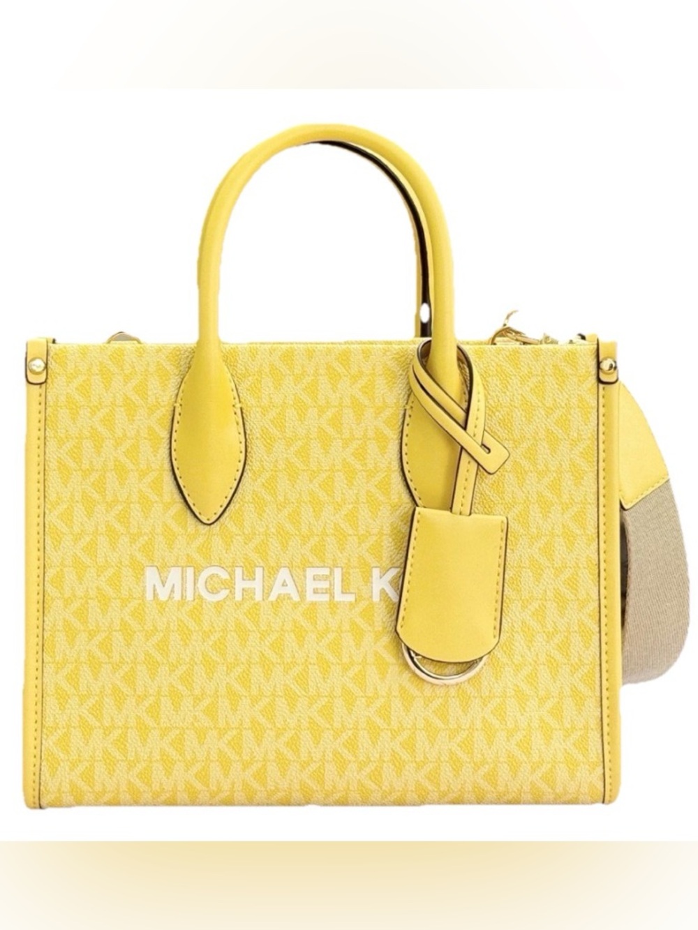 Michael Kors Mirella Small Satchel in Daisy Yellow Leather & Canvas - Picture 10 of 11